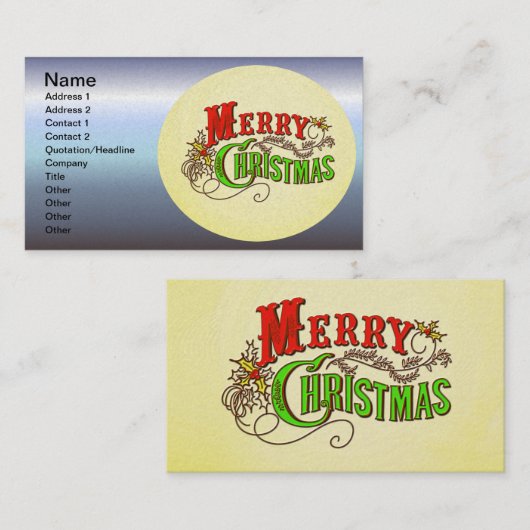 Merry Kerstmis  Card Slogan Visitekaartje (Voorkant / Achterkant)