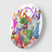 Merry Kerstmis Cartoon Tekening Fun Grote Klok (Hoek)