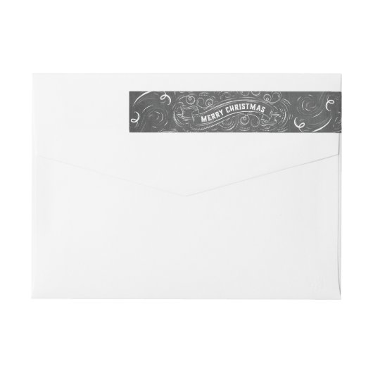 Merry Kerstmis Chalkboard Adres label (Achterkant)
