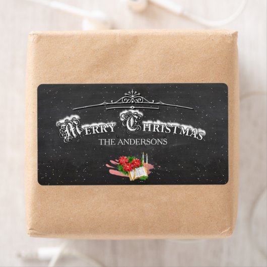 Merry Kerstmis  Chalkboard Etiket (Insitu)