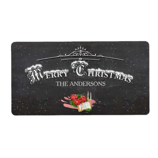 Merry Kerstmis Chalkboard Etiket (Voorkant)