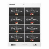 Merry Kerstmis Chalkboard Etiket (Full Sheet)