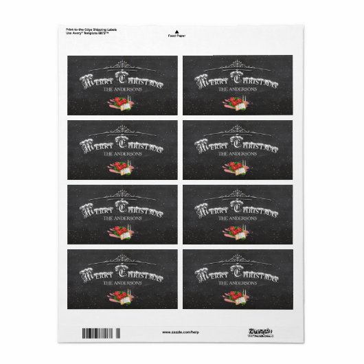 Merry Kerstmis  Chalkboard Etiket (Full Sheet)