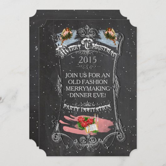 Merry Kerstmis  Chalkboard Kaart (Voorkant / Achterkant)