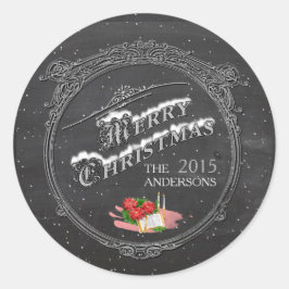 Merry Kerstmis  Chalkboard Ronde Sticker