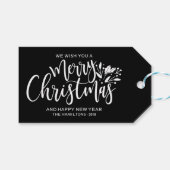 Merry Kerstmis Chic Script Lettert Black Cadeaulabel (Voorkant (Horizontaal))