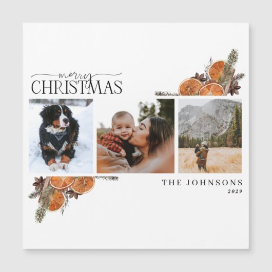Merry Kerstmis Citrus Foto Holiday Kaart Magnet (Voorkant)