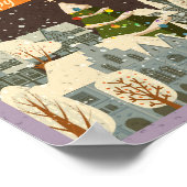 Merry Kerstmis  City Skyline op Winter Poster (Hoek)