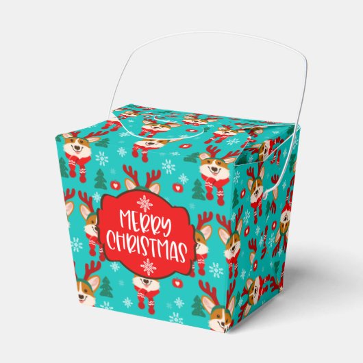 Merry Kerstmis Corgi Dog Favor Box Bedankdoosjes (Voorkant Zijde)