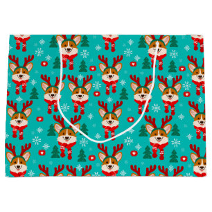 Merry Kerstmis Corgi Dog Gift Bag Groot Cadeauzakje
