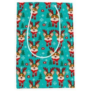 Merry Kerstmis Corgi Dog Gift Bag Medium Cadeauzakje