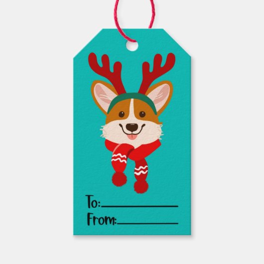 Merry Kerstmis Corgi Dog Gift Label Cadeaulabel (Voorkant)