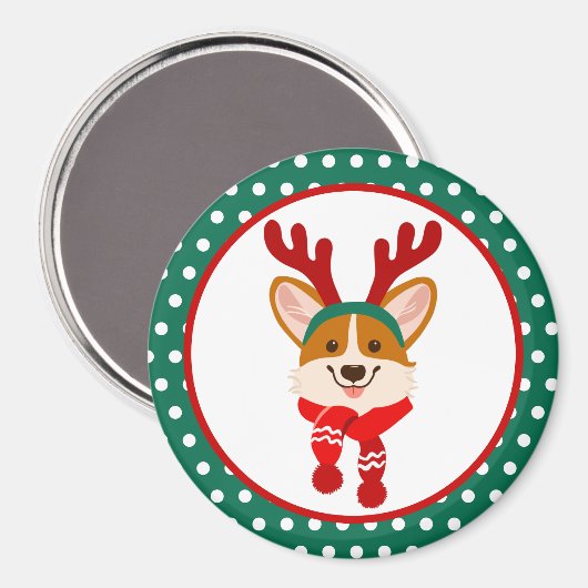 Merry Kerstmis Corgi Dog Magnet (Voorkant / Achterkant)