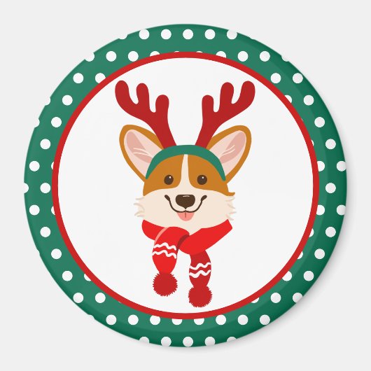Merry Kerstmis Corgi Dog Magnet (Voorkant)