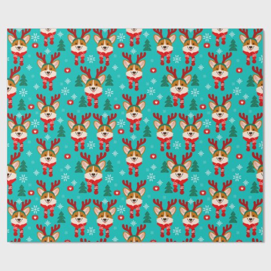 Merry Kerstmis Corgi Dog Wrapping Paper Cadeaupapier (Vlak)