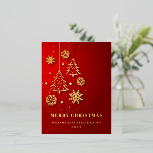 Merry Kerstmis Corporate Greeting Gold Folie Feestdagen Briefkaart (Staand Voorkant)