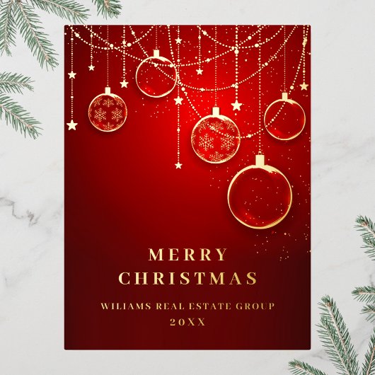 Merry Kerstmis Corporate Greeting Gold Folie Feestdagen Briefkaart