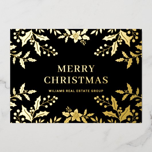 Merry Kerstmis Corporate Greeting Gold Folie Feestdagenkaart (Voorkant)