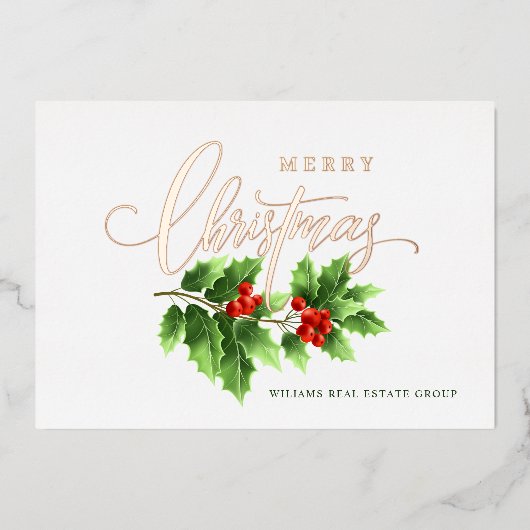 Merry Kerstmis Corporate Greeting Gold Folie Feestdagenkaart (Voorkant)