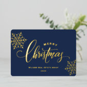 Merry Kerstmis Corporate Greeting Gold Folie Feestdagenkaart (Staand Voorkant)