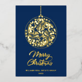 Merry Kerstmis Corporate Greeting Gold Folie Feestdagenkaart (Voorkant)