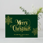 Merry Kerstmis Corporate Greeting Gold Folie Feestdagenkaart (Staand Voorkant)