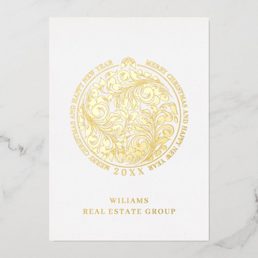 Merry Kerstmis Corporate Greeting Gold Folie Feestdagenkaart (Voorkant)