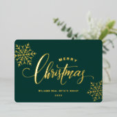 Merry Kerstmis Corporate Greeting Gold Folie Feestdagenkaart (Staand Voorkant)