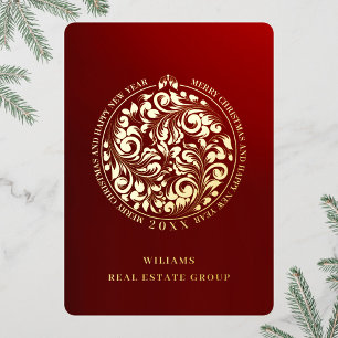 Merry Kerstmis Corporate Greeting Gold Folie Feestdagenkaart