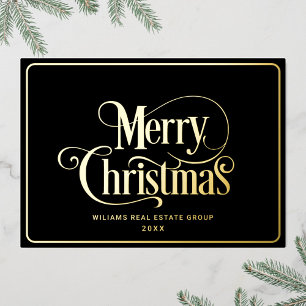 Merry Kerstmis Corporate Greeting Gold Folie Feestdagenkaart