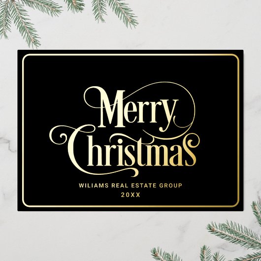 Merry Kerstmis Corporate Greeting Gold Folie Feestdagenkaart