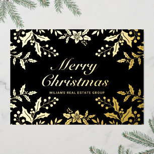 Merry Kerstmis Corporate Greeting Gold Folie Feestdagenkaart