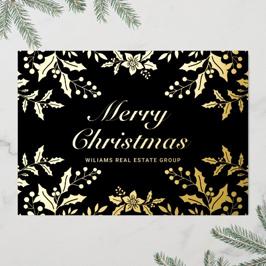 Merry Kerstmis Corporate Greeting Gold Folie Feestdagenkaart