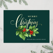 Merry Kerstmis Corporate Greeting Gold Folie Feestdagenkaart