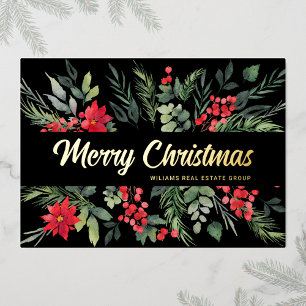 Merry Kerstmis Corporate Greeting Gold Folie Feestdagenkaart