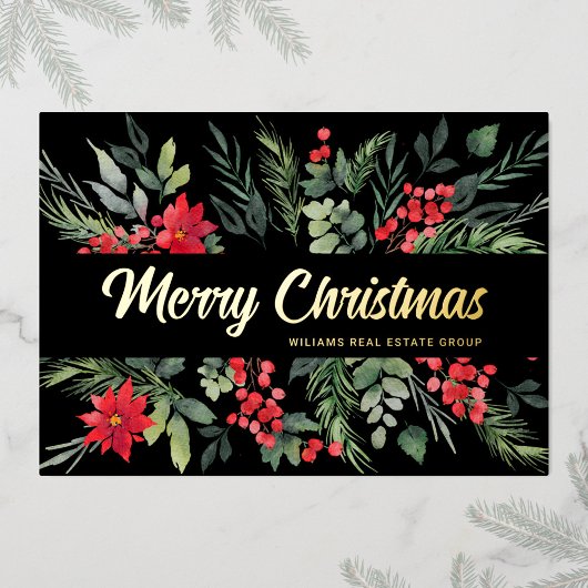 Merry Kerstmis Corporate Greeting Gold Folie Feestdagenkaart