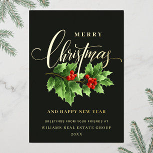 Merry Kerstmis Corporate Greeting Gold Folie Feestdagenkaart