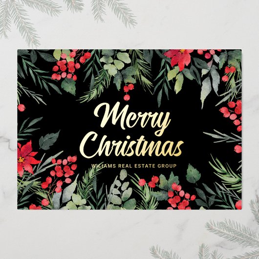 Merry Kerstmis Corporate Greeting Gold Folie Feestdagenkaart