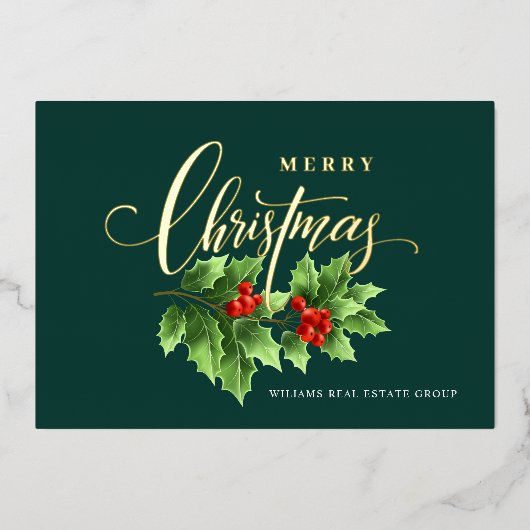 Merry Kerstmis Corporate Greeting Gold Folie Feestdagenkaart (Voorkant)