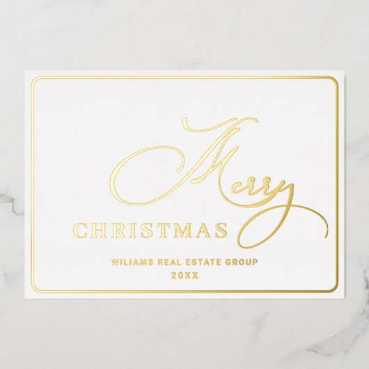 Merry Kerstmis Corporate Greeting Gold Folie Feestdagenkaart (Voorkant)