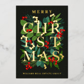 Merry Kerstmis Corporate Greeting Gold Folie Feestdagenkaart (Voorkant)