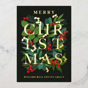 Merry Kerstmis Corporate Greeting Gold Folie Feestdagenkaart