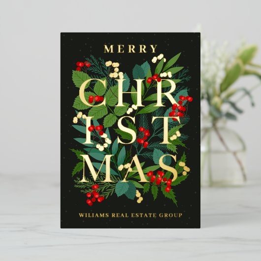 Merry Kerstmis Corporate Greeting Gold Folie Feestdagenkaart (Staand Voorkant)