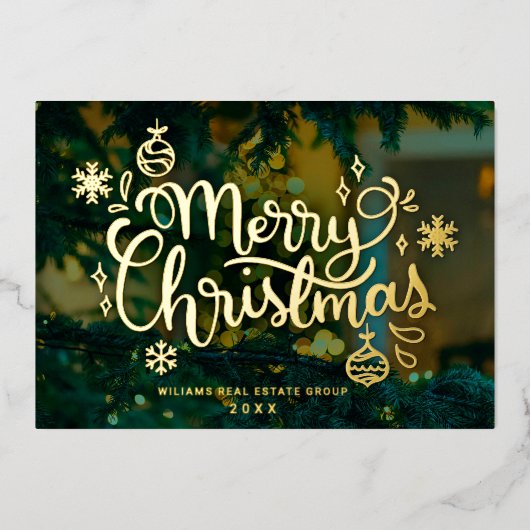 Merry Kerstmis Corporate Greeting Gold Folie Feestdagenkaart (Voorkant)