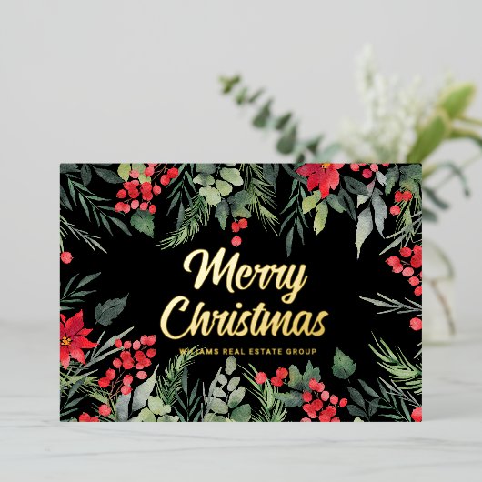 Merry Kerstmis Corporate Greeting Gold Folie Feestdagenkaart (Staand Voorkant)