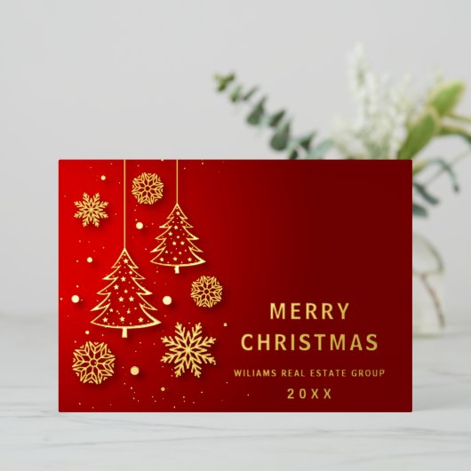 Merry Kerstmis Corporate Greeting Gold Folie Feestdagenkaart (Staand Voorkant)