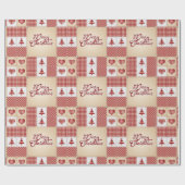 Merry Kerstmis  Country Quilt Pattern Cadeaupapier (Vlak)