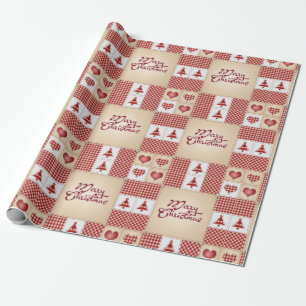 Merry Kerstmis Country Quilt Pattern Cadeaupapier