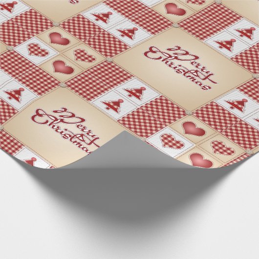 Merry Kerstmis  Country Quilt Pattern Cadeaupapier (Hoek)