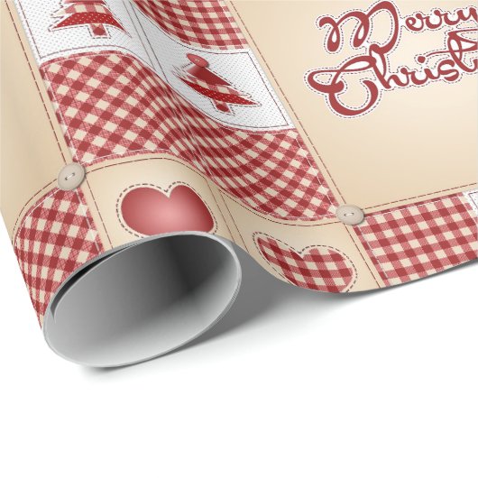 Merry Kerstmis  Country Quilt Pattern Cadeaupapier (Rol Hoek)